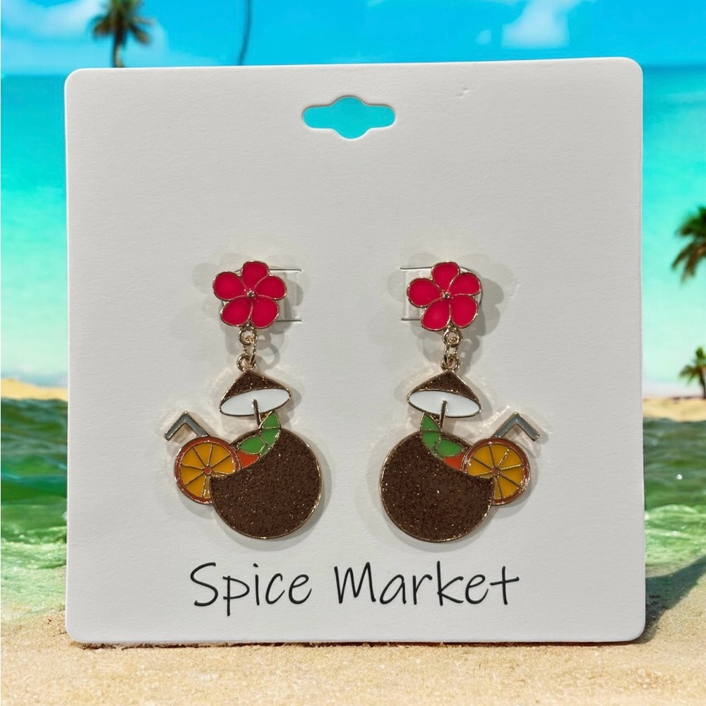 Spice Market, NEW, coconut cocktail earring 1.5 inch drop